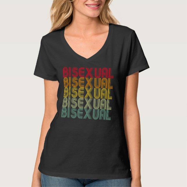 Bi Pride Bisexual Bisexuality Love Repeating Retro T-Shirt (Front)