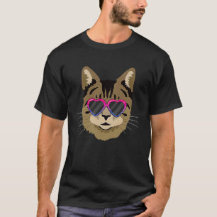 Bi Pride Cute Cat Kitten Sunglasses LGBTQ Bisexual T-Shirt