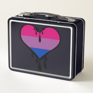 Bi Pride Dripping Heart Metal Lunch Box