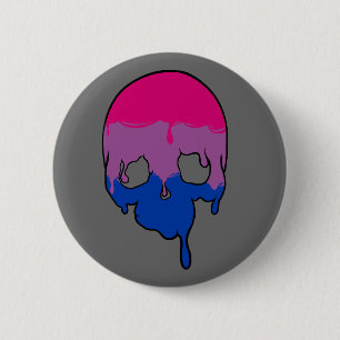 Bi Pride Dripping Skull 6 Cm Round Badge