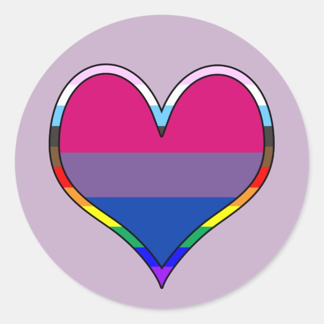 Bi Pride Heart Classic Round Sticker (Front)