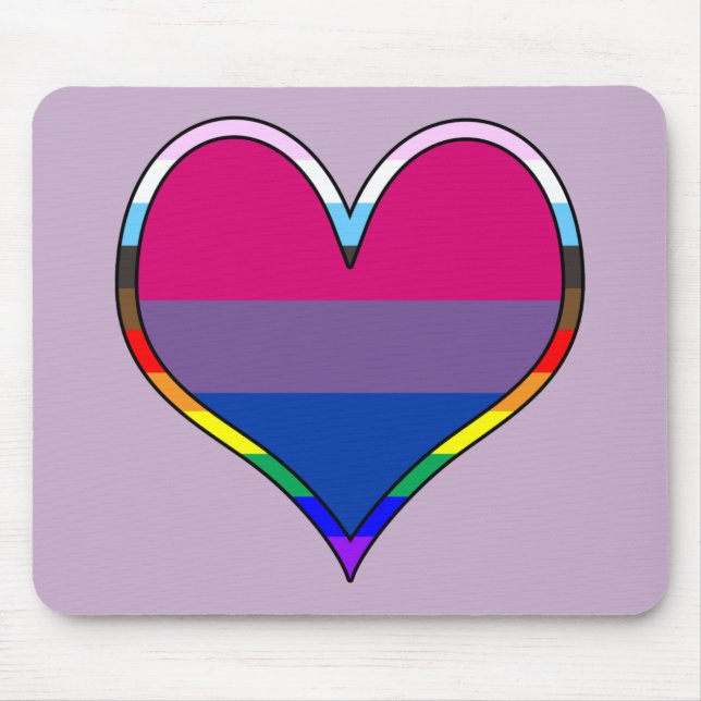 Bi Pride Heart Mouse Mat (Front)