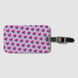 Bi Pride Heart Pattern Luggage Tag