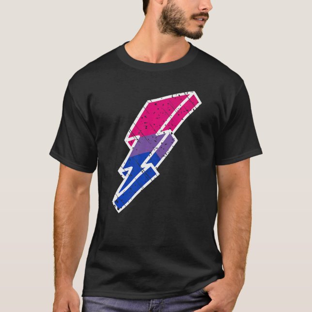Bi Pride Lightning Bolt Cute Lgbtq Parade Subtle P T-Shirt (Front)