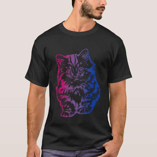 Bi Pride Subtle Cat  LGBTQ Bisexual LGBT Gay Pride T-Shirt (Front)