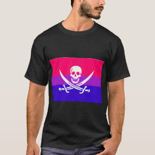 BI-rate White Jolly Roger Pride Flag T-Shirt