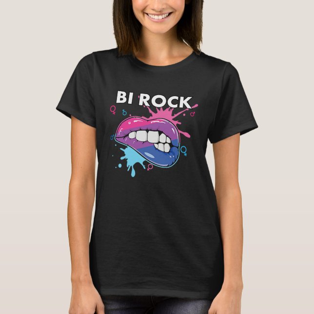 Bi Rock Bisexual Rainbow Pride March Bisexuality L T-Shirt (Front)