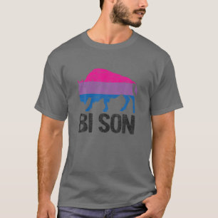 Bi Son Funny Bisexual Pride Pun Rainbow LGBT Flag T-Shirt