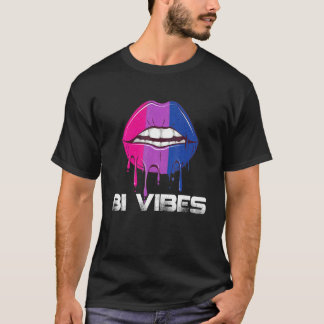 Bi Vibes Dripping Lips Bisexual Pride Bisexuality  T-Shirt