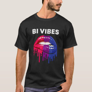 Bi Vibes Dripping Lips Bisexual Pride Month LGBT  T-Shirt