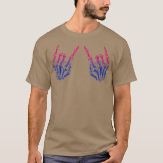 Bi Wife Energy Skeleton Rock Hand Biseual Pride LG T-Shirt