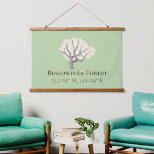 Białowieża Forest Latitude & Longitude Hanging Tapestry