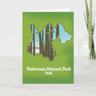 Białowieża national park poland map card