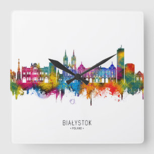 Białystok Poland Skyline Square Wall Clock