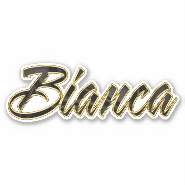 Bianca black gold lettering sticker (Front)