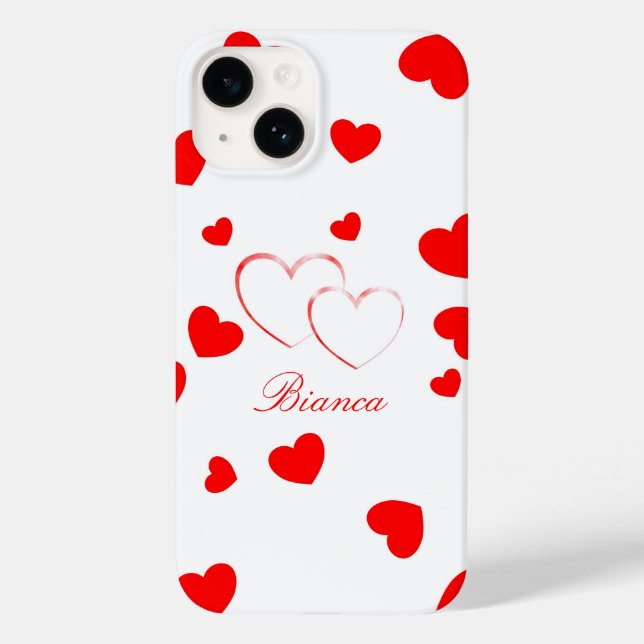 Bianca - Cute Hearts -customise it with your name Case-Mate iPhone Case (Back)