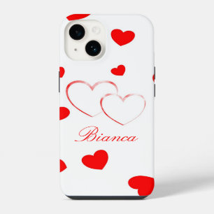 Bianca - Cute Hearts -customise it with your name iPhone 14 Case