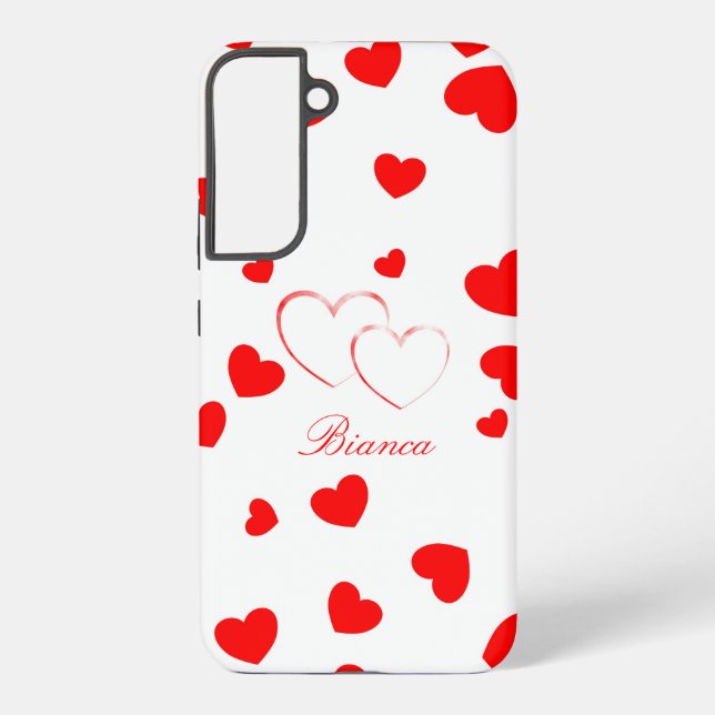 Bianca - Cute Hearts -customise it with your name  Samsung Galaxy S22+ Case (Back)