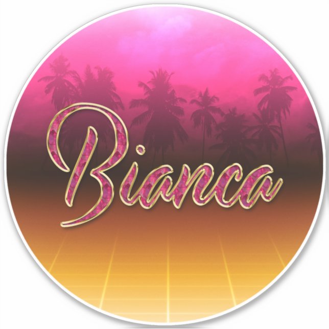 Bianca First Name Golden pink Sticker (Front)