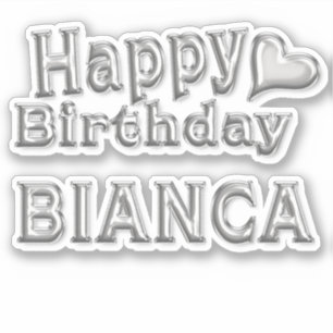 Bianca Happy Birthday silver Sticker