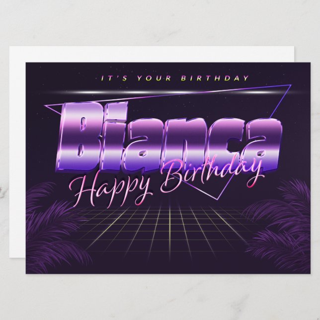 Bianca Name First name pura retro card Birthday (Front/Back)
