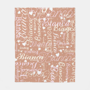 Bianca Personalised Name Pattern Boho Rosy  Fleece Blanket