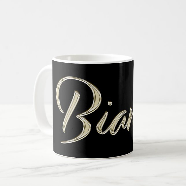 Bianca white Handwriting Tasse Kaffeetasse Coffee Mug (Front Left)