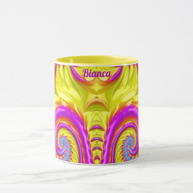BIANCA ~ Zany 3D ~ Purple Pink Blue Yellow  Mug (Center)