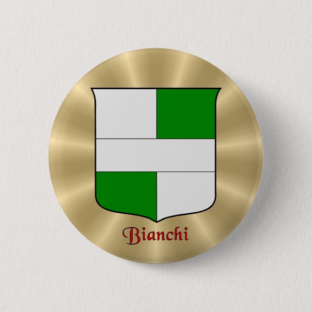 Bianchi Historical Shield on Golden Sunburst 6 Cm Round Badge (Front)