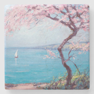 Biarritz Beach (by Kimon Loghi) Stone Coaster