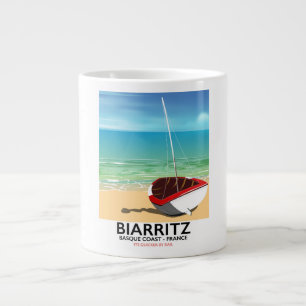Biarritz France Beach travel poster Large Coffee Mug