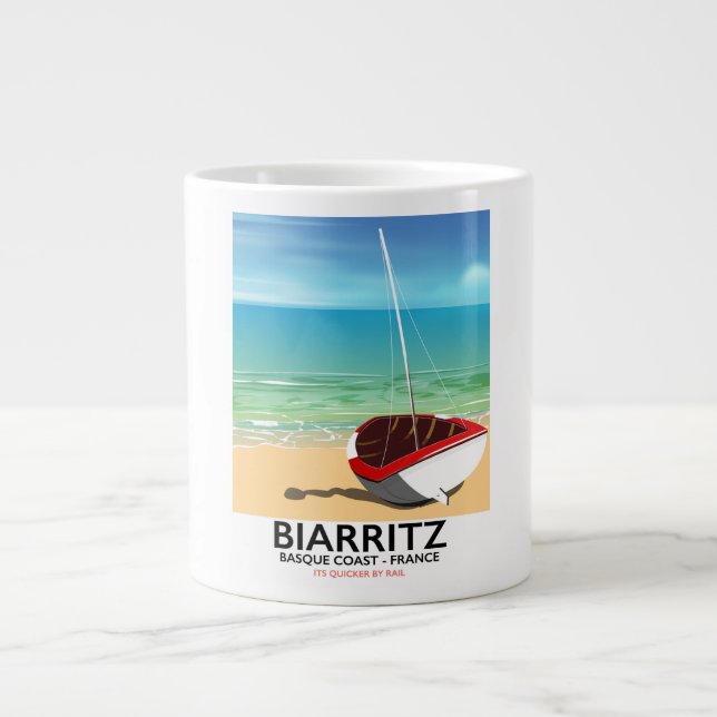 Biarritz France Beach travel poster Large Coffee Mug (Front)
