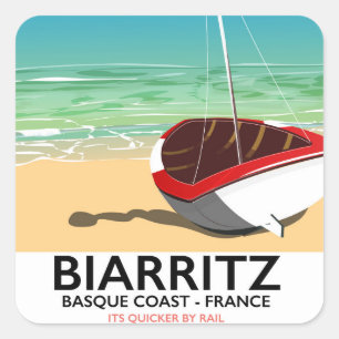 Biarritz France Beach travel poster Square Sticker