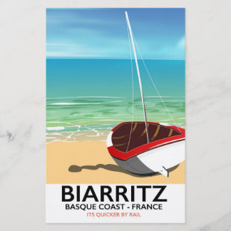 Biarritz France Beach travel poster Stationery