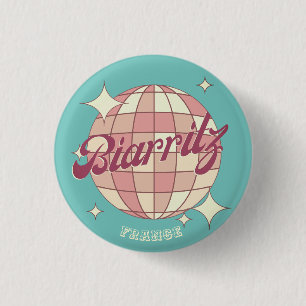 Biarritz France Retro Vintage Party pink 3 Cm Round Badge
