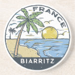 Biarritz France Vintage Coaster<br><div class="desc">Biarritz vector art design. Biarritz,  an elegant seaside town on southwestern France’s Basque coast.</div>