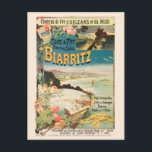 Biarritz France Vintage Poster 1897 Postcard<br><div class="desc">Vintage travel poster for Biarritz in France. Published in 1897. Please note that our posters are high quality reproductions based on professional, very high resolution scans off the originals. Our manual retouching process does not involve the use of filters that remove any original details or texture that you will see...</div>