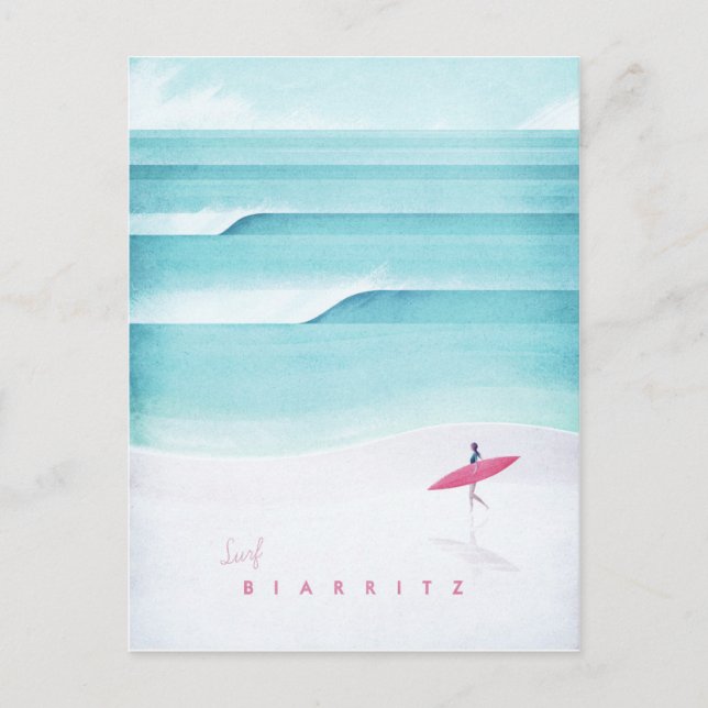 Biarritz Vintage Travel Poster - Art Postcard (Front)
