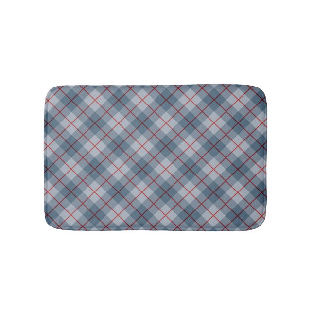 Bias Plaid Blue-Red Stripe Bath Mat (Front)