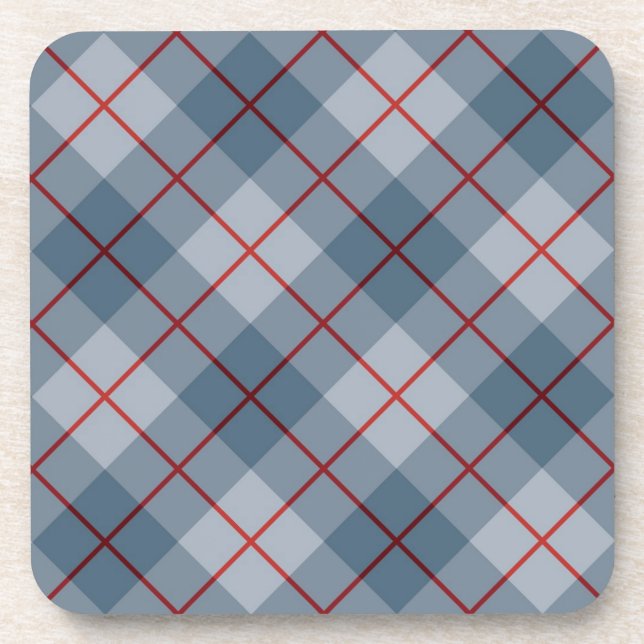 Bias Plaid Blue-Red Stripe Coaster (Front)