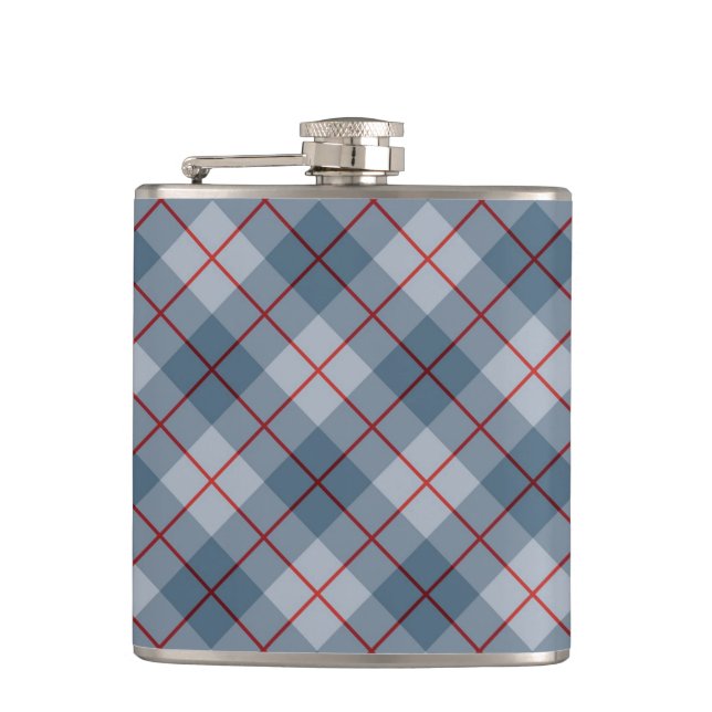 Bias Plaid Blue-Red Stripe Hip Flask (Front)