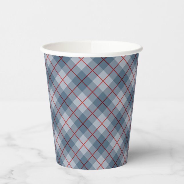 Bias Plaid Blue-Red Stripe Paper Cups (Left)