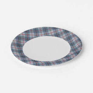 Bias Plaid Blue-Red Stripe Paper Plate