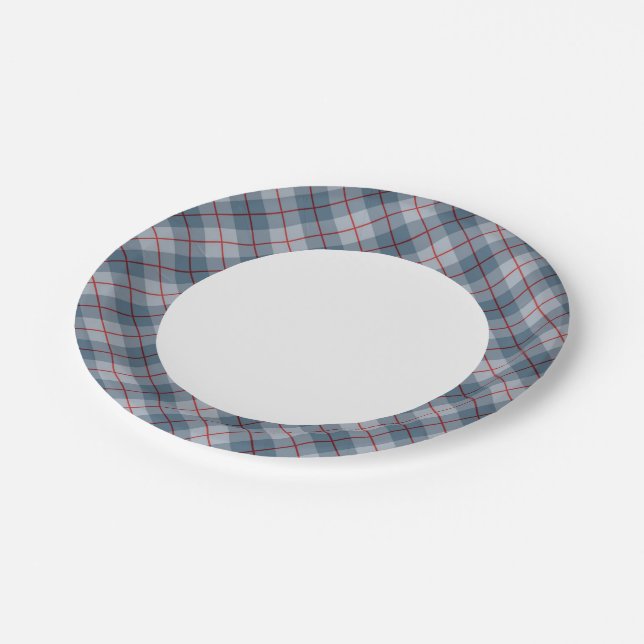 Bias Plaid Blue-Red Stripe Paper Plate (Angled)