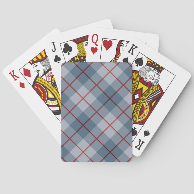 Bias Plaid Blue-Red Stripe Playing Cards (Back)