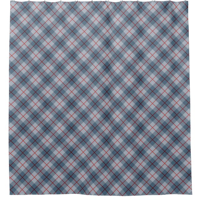Bias Plaid Blue-Red Stripe Shower Curtain (Front)
