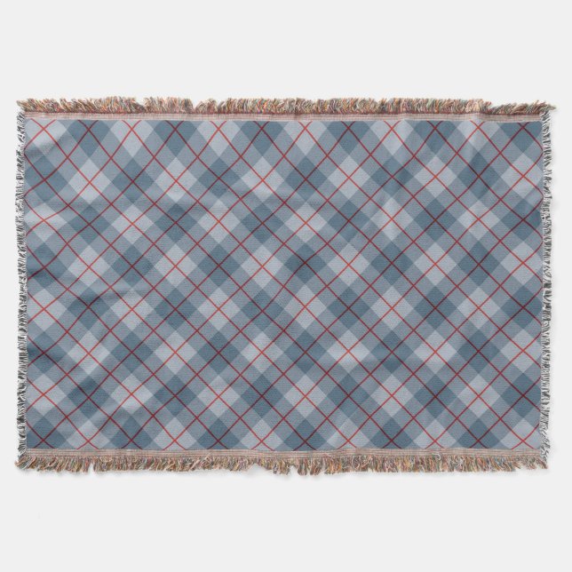 Bias Plaid Blue-Red Stripe Throw Blanket (Front)
