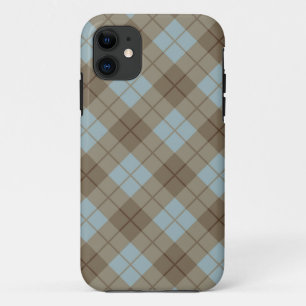 Bias Plaid in Blue and Brown iPhone 11 Case