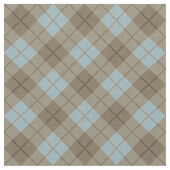 Bias Plaid in Blue and Brown Fabric (Close Up)