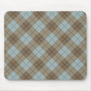 Bias Plaid in Blue and Brown Mouse Mat